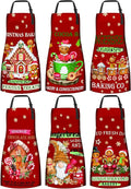 6 Pcs Christmas Aprons for Women Xmas Tree Aprons with Pockets Vintage Adjustable Baking Supplies for Adults