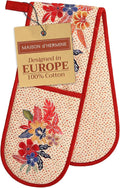 Maison d' Hermine Double Oven Mitt (7" x 35") 100% Cotton Heat Resistant BBQ Cooking Gloves with Loop for Thanksgiving Christmas Decorations Baking Cooking Barbeque Handling Hot Pan (Kalahari)