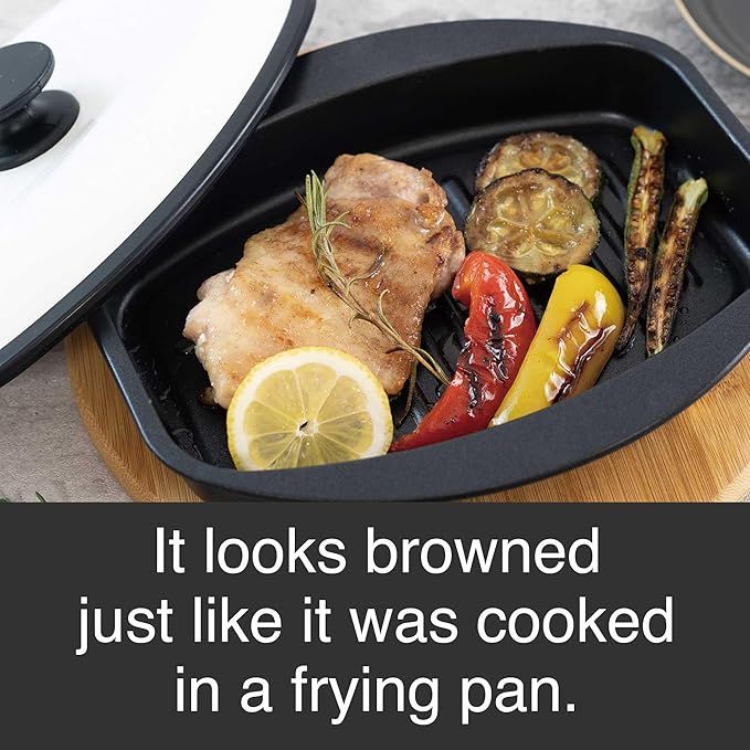7-in-1 Microwave Grill Pan with Lid (L) size - Pariju Nonstick Cookware for Quick, Healthy Meals