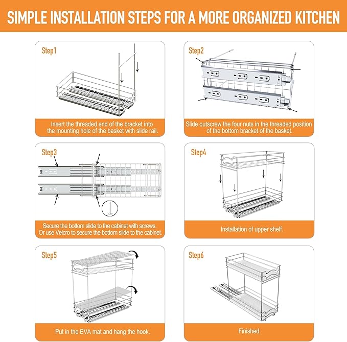 BBV Spice Rack Organizer, Double layer Seasoning Organizer for Cabinet Countertop, Kitchen, Pantry, Sliding Metal Chrome Spice Organization (5 inch)