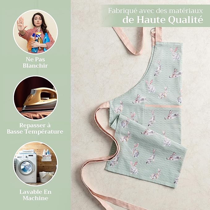 Maison d' Hermine 100% Cotton Apron for women with Pocket Kitchen Chef Apron for Men Cooking Gardening Server Waitress
