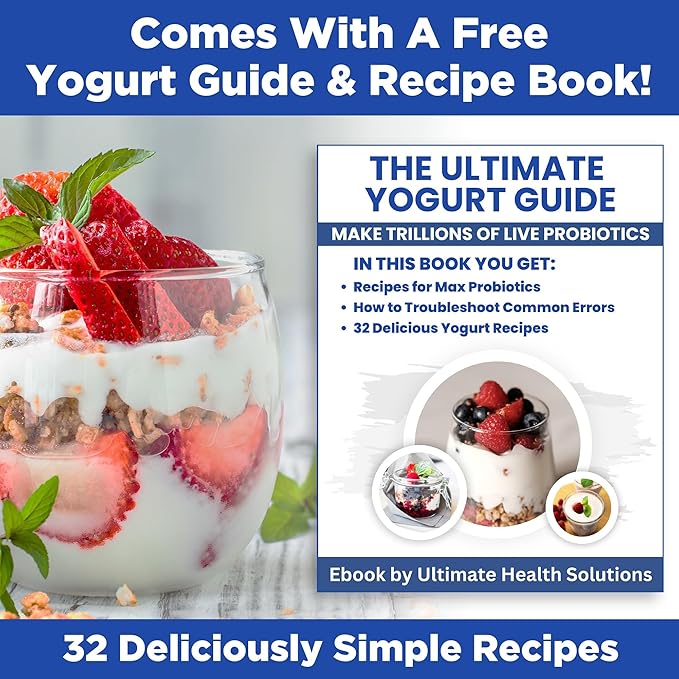 Ultimate Probiotic Yogurt Maker w/Adjustable Time & Temp Control - Make Trillions of Live Probiotics (Two 1-Quart Containers) - Best Xmas Gifts & Presents for Men & Women - ULTIMATE LIFETIME WARRANTY