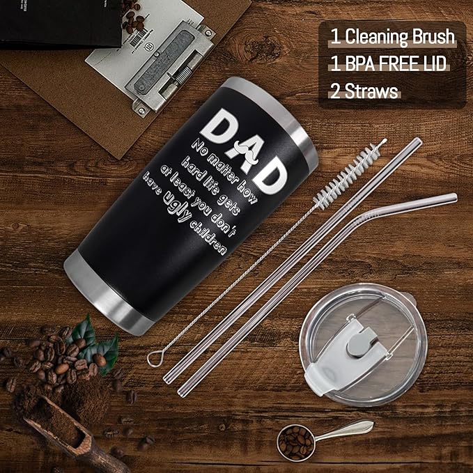 Father's Day Gift Best Dad Ever Tumbler, Birthday Gifts for Dad From Daughter Son Gifts Present for Dad Men Husband Uncle-20 OZ Coffee Tumbler