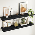 Fun Memories 48Inch Floating Shelves, 9.3Inch Deep Rustic Wall Shelves - Extra Deeper & Thicker Wall Mounted Storage Shelf for Kitchen, Farmhouse - Set of 2 - Rustic Black