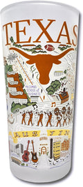 Catstudio Drinking Glass, University of Texas Glass Cup for Kitchen, 15oz Dishwasher Safe Tumbler for UT Alumni