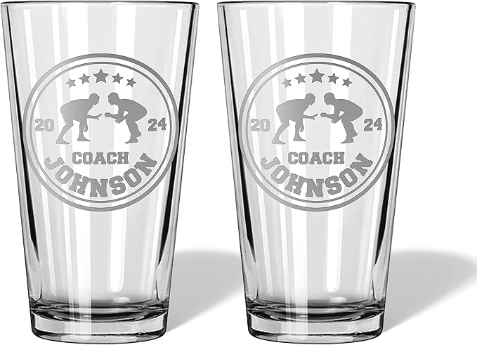 Soccer Coach Gift - Personalized Soccer Gift, Soccer Accessories, Best Coach gifts for coaches, End of Season, Girls Soccer Coach Gifts (Wrestling, Dbl Pint Gift Box)