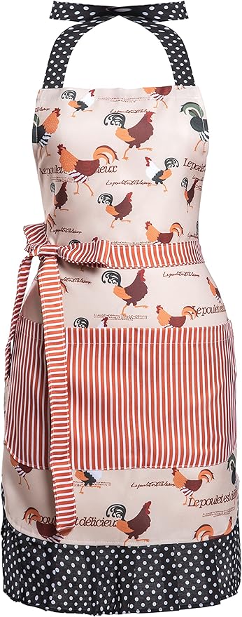 Lovely Flower Pattern Retro Aprons With Large Pockets for Women Girls Cooking Kitchen Bakery Mother's Gift