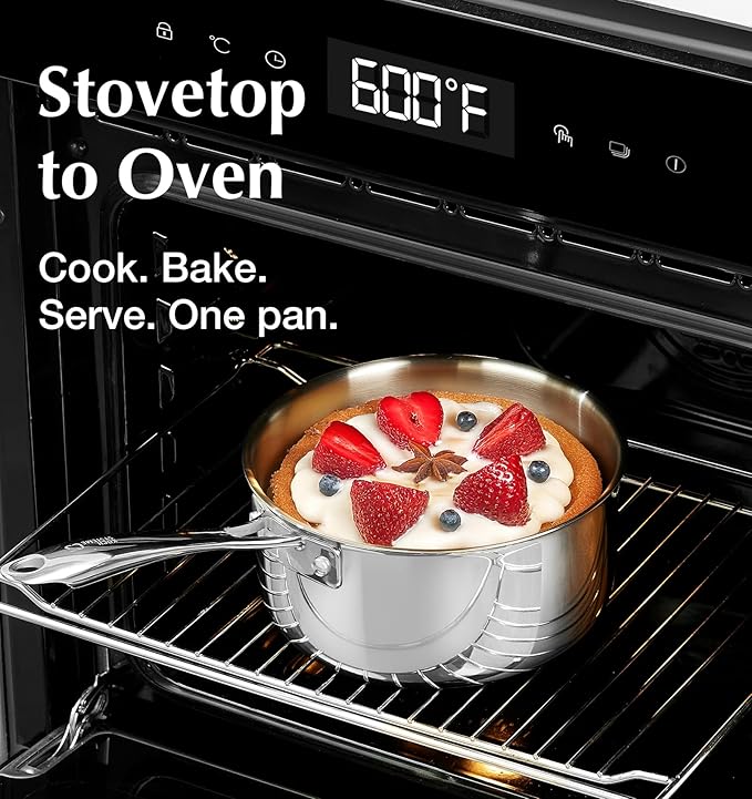 KOCH SYSTEME CS Tri-Ply Stainless Steel Cookware Set 10 Piece, Professional 18/10 Stianless Steel Pots and Pans Set, Oven & Induction Safe, Non-Toxic Kitchen Cookware Set for Family Cooking, 10pcs
