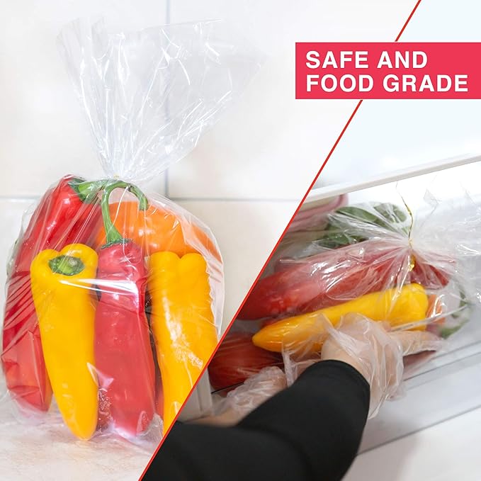 Bread Bags with Ties, Reusable, 105 Clear Bags and 105 Ties, For Homemade And Bakery Loaf Adjustable Reusable (105)