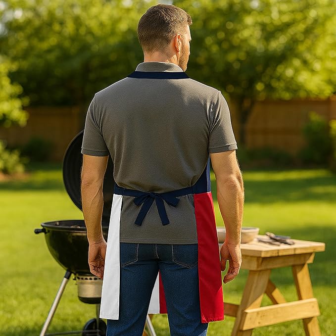 Kitchen Apron With Pockets Texas Flag Lone Star Applique,2 Front Pockets,Adjustable Neck Trap for Bistro BBQ