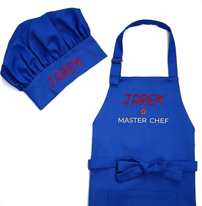Kids Apron - Embroidered Personalized Cooking Custom Apron with Name, Adjustable, Cotton, with Pockets, for cooking