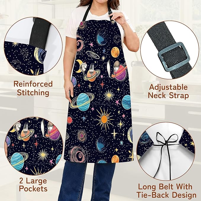 Adjustable Kitchen Apron with Pockets for Women and Men,Soft Chef Apron for Cooking, BBQ, and Grill
