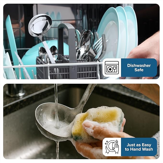 Viking Kitchen Utensils Set, 8 Piece Stainless Steel Cooking Utensil Set, Includes Spatulas, Spoons, Pasta Fork, Deep Ladle, Meat Fork, and Skimmer, Silver