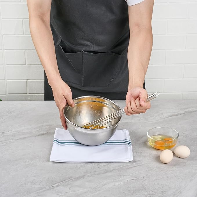 Restaurantware 12.5 in Stainless Steel Ball Whisk - German Standard Egg Beater with Ergonomic Handle, Dishwasher Safe - Manual Mixer Cooking Whisk for Baking, Stirring, Sauces, Beating