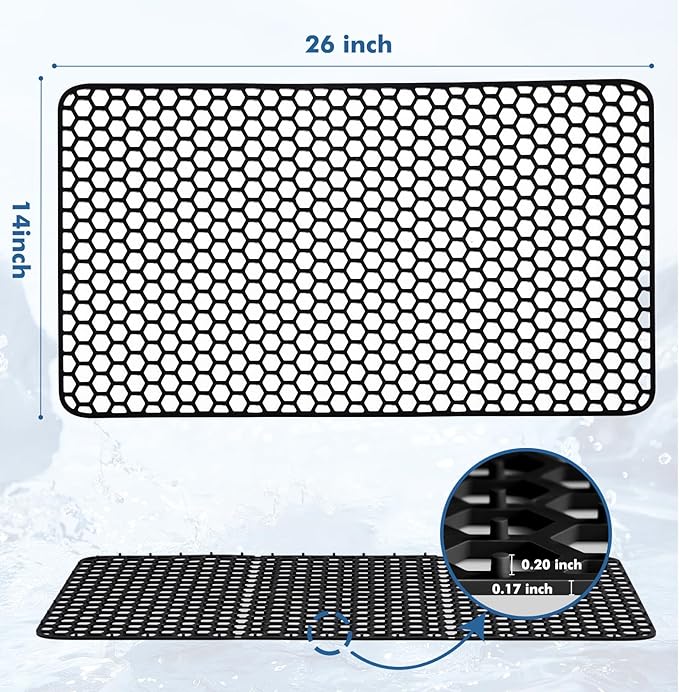 Silicone Sink Protectors for Kitchen Sink - 26"x 14" Kitchen Protector Accessory, Non-Slip Heat Resistan Mat for Bottom of Farmhouse Stainless Steel Porcelain, Dishwasher Safe (Black)