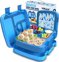 YOLAY Bento Box for Kids Lunch Box Leak-Proof, 5-Compartment Lunch Box Kids for Ages 3-10, Durable with Anti-Slip Base, Suitable for Schools, Outdoor and Travel (Mermaid) (Shark)