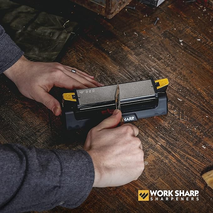 Work Sharp Benchstone Knife Sharpener, 3 sided for faster manual pocket or hunting knife sharpening