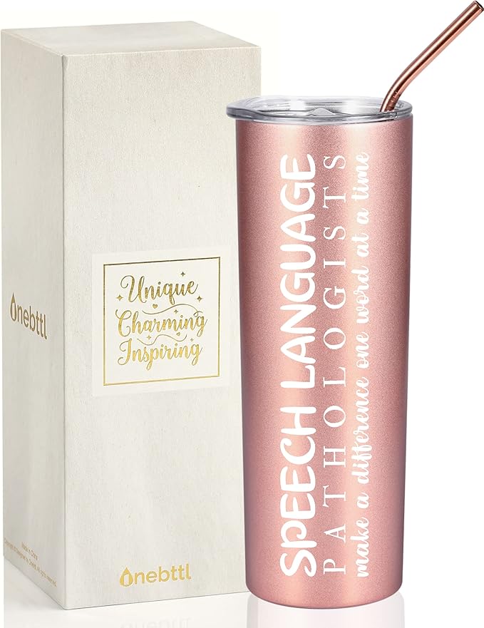 Speech Language Pathology Gifts for Women, Gifts for SLP on National Speech Pathologist Day, Birthday and Chirstmas, 20 oz Insulated Stainless Steel Travel Tumbler-ONE WORD AT A TIME