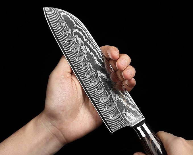 Wakoli EDIB Essentials 4-Piece Damascus Knife Set – Professional Kitchen Knives with VG10 Core, 67-Layer Damascus Steel Blades – Santoku, Chef, Small Santoku & Office Knife with Pakkawood Handles