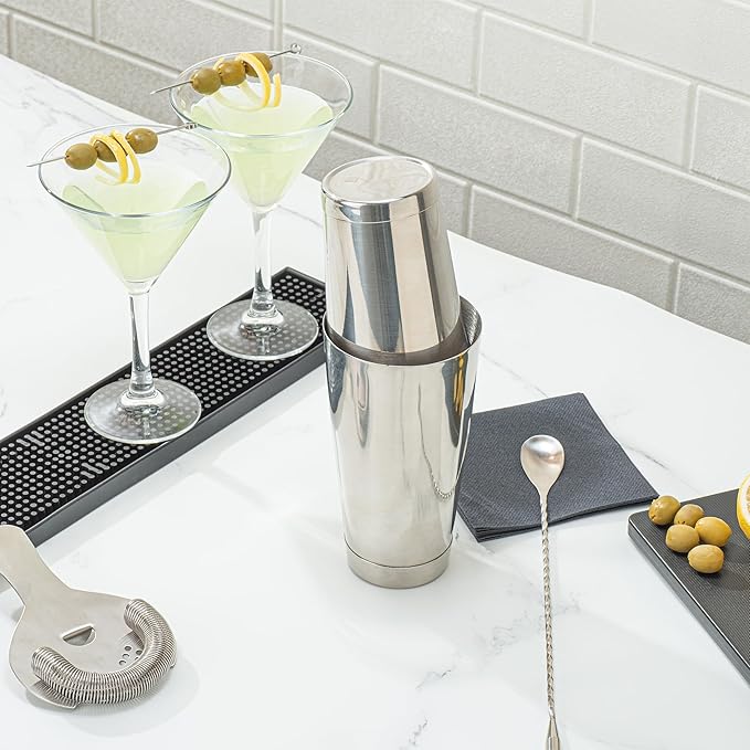 Restaurantware Bar Lux 16 Ounce Boston Shaker 1 Metal Cocktail Shaker - Weighted Bottom No Leak Stainless Steel Martini Drink Mixer Essential Bar Tool For Home Use Or Bartenders