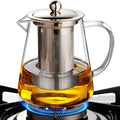 Glass Teapot (25oz/750ml) MJZQCD with Removable Stainless Steel Infuser,Glass Tea Pot transparent Stovetop tea Kettle,Blooming and Loose Leaf Tea Maker,Microwave & Dishwasher Safe