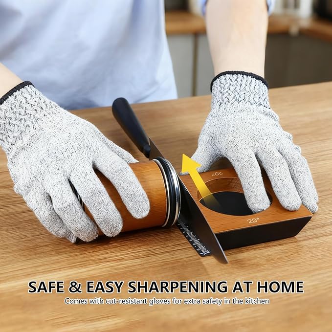 Rolling Knife Sharpener Kits, Kitchen Knife Sharpener with 15° & 20° Magnetic Angles, with Diamond & Ceramic Disc, Safe & Easy Pull-Through, Design for Pocket Knives & Home & Chefs & Cooks