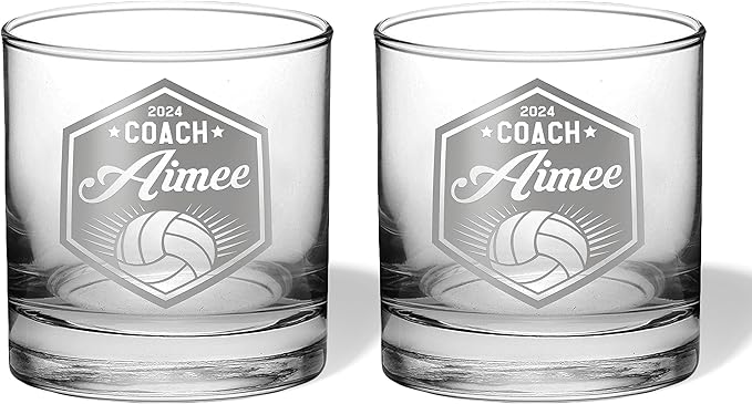 Volleyball Coach Beer Glasses - Volleyball Coach Gifts Personalized Coach Pint Glass Engraved Coach Award Volleyball Beer Glass End of Season Gifts Coach (Volleyball, Dbl Whiskey Gift Box)