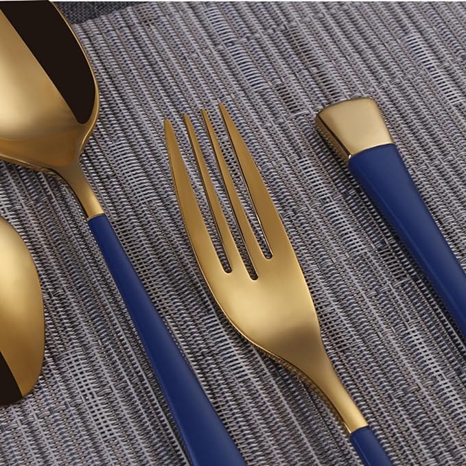 Blue-Gold Silverware ZILNEHZ Flatware Set for 4 Stainless Steel Cutlery Set Elegance Luxury Tableware Set Forks and Spoons Utensil Sets for Home Restaurant Dishwasher Safe
