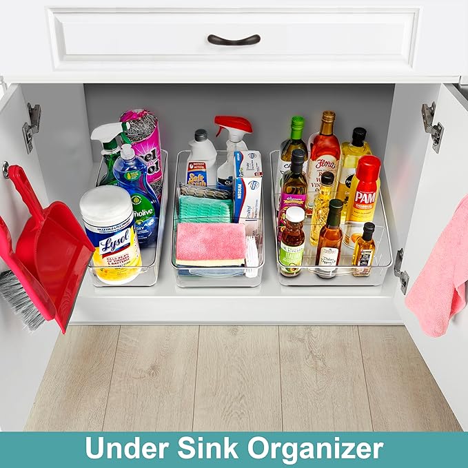 Sorbus Fridge Organizer on Wheels - Rolling Fridge Organizers and Storage Clear Design with Dividers & Handles for Kitchen Organization and Storage - Refrigerator Organizer Bins & Pantry Storage Bins