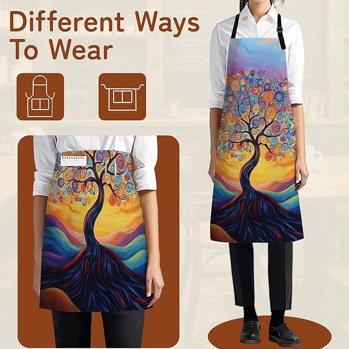 Cooking Aprons for Men and Women,Adjustable Bib Chef Apron with 2 Pockets, Soft and Durability Kitchen Apron