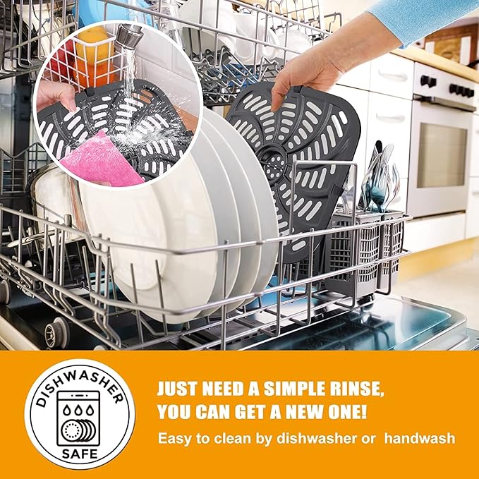Air Fryer Grill Pan for Chefman TurboTouch Easy View Air Fryer 8 QT, Food Grade Non-Stick Air fryer Accessories Replacement Tray Rack Parts Grill Crisper Plate with Rubber Bumpers, Dishwasher Safe