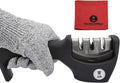 Knife Sharpeners for Steel and Ceramic Kitchen Knives - Manual Handheld System to Safely Sharpen and Hone your Knife - Includes Cut Resistant Glove and Blade Cloth (Black)