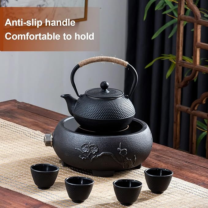 PARACITY Cast Iron Teapot Japanese Tetsubin Coated with Stainless Steel Infuser, Stovetop Tea Kettle for Boiling Hot Water Tea, Mothers Day Gifts from Daughter/Son 23.5 Oz /700 Ml