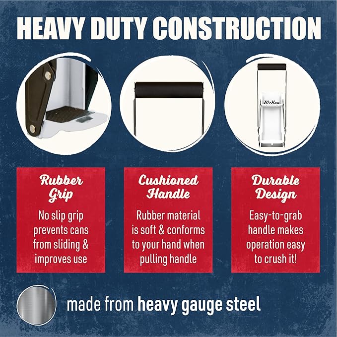Mckay 16 Oz. Metal Can Crusher, Can Crusher Wall Mounted, Can Crushers for Recycling Wall-Mounted Smasher for Aluminum Seltzer, Soda, Beer Cans and Bottles, Gadgets for Home - White