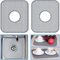 2 Pack Silicone Sink Mat, 13.58''x 11.6'' Sink Protectors for Kitchen Sink with Center Drain, Non-Slip Heat Resistant Mat Grid for Bottom of Stainless Steel Porcelain (Center Hole)