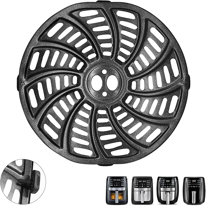GXF Air Fryer Accessories for Gourmia GAF686 GAF698, Oval Nonstick 9.3''×8.9'' Air Fryer Replacement Parts Rack Tray Basket Grill Pan Grill Plate Crisper Plate with Rubber Bumpers