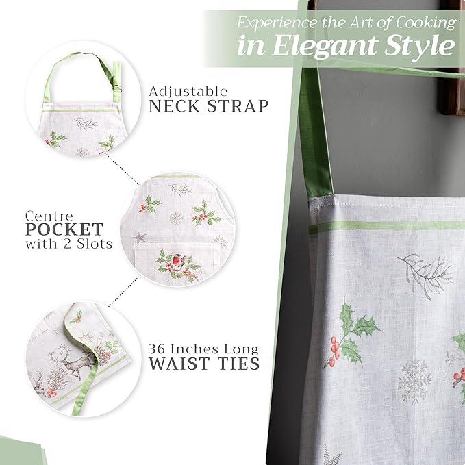 Maison d' Hermine 100% Cotton Apron for women with Pocket Kitchen Chef Apron for Men Cooking Gardening Server Waitress