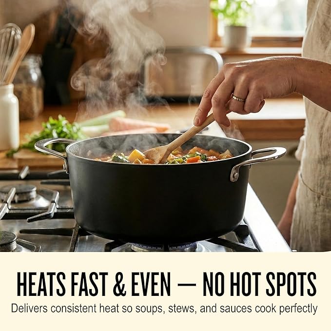Alva Maestro 4.5-Quart Ceramic Coated Nonstick Stock Pot with Lid - Oven & Induction Safe Cookware, Made without PFAS, PFOA & PTFE for Chef-Level Heat Control and Effortless Cleanup