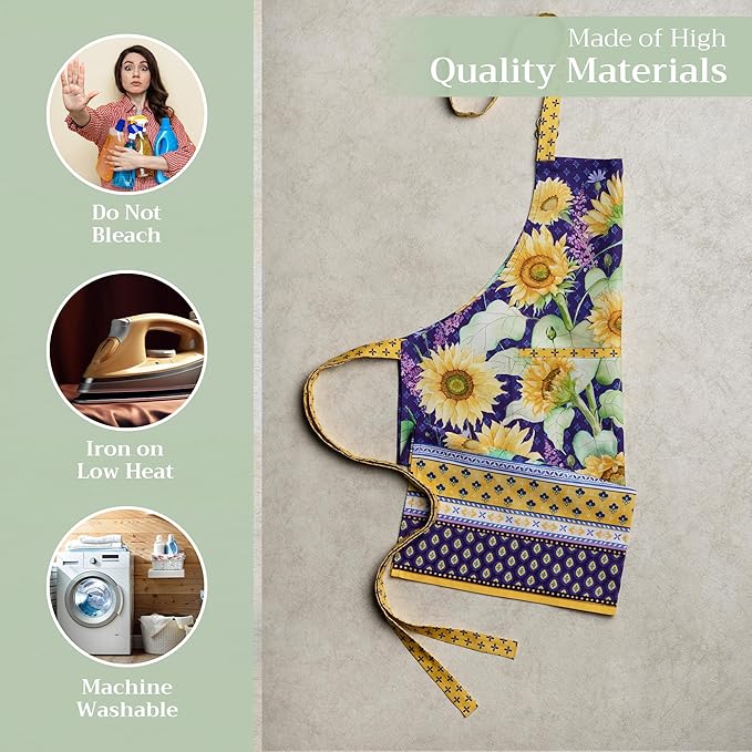 Maison d' Hermine 100% Cotton Apron for women with Pocket Kitchen Chef Apron for Men Cooking Gardening Server Waitress