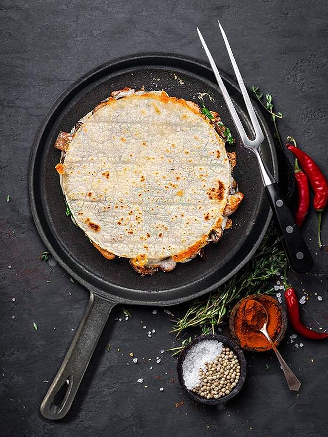 Tortillada - 26 cm pre-seasoned cast iron grill/pan + hot handle holder + E-Book recipes 50 tortilla recipes