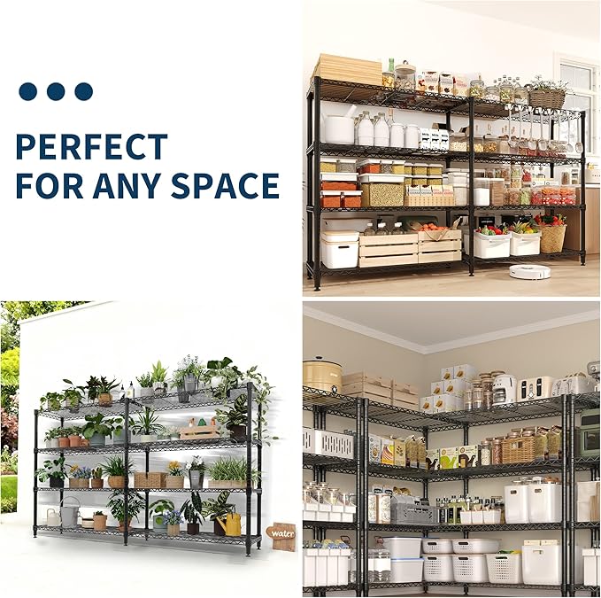 GAOMON 59" W Storage Shelves Metal Shelving Unit, 1060 LBS Heavy Duty Wire Shelving 4-Tier L-Shaped Storage Rack with Adjustable Shelf for Pantry Kitchen Corner Bedroom