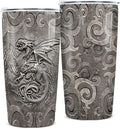 winorax Dragon Tumbler Metal Style Fossil Dragon Lover Viking Celtic Tumblers Stainless Steel 20oz Insulated Travel Coffee Mug Gifts for Men Women Birthday Christmas Presents