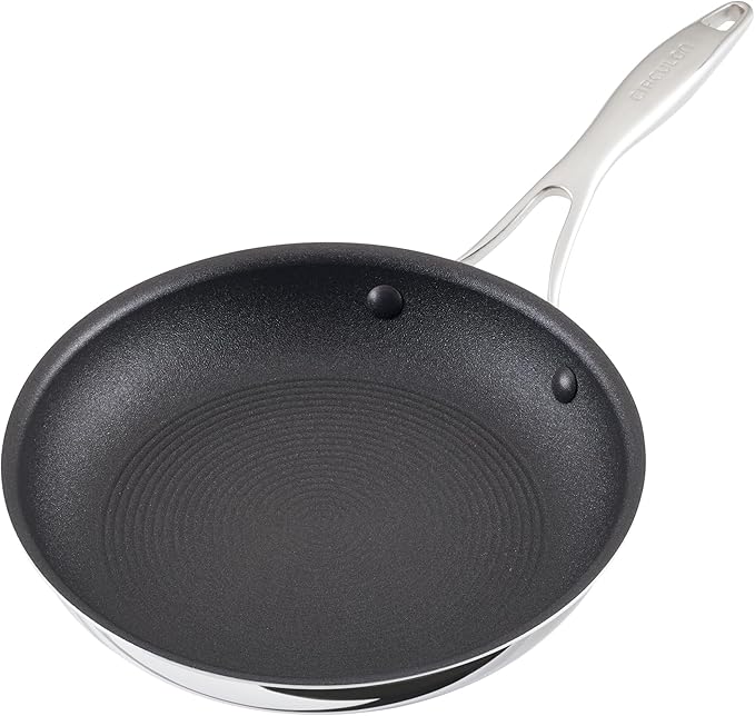 Circulon C1 Series Clad Stainless Steel with ScratchDefense Technology Cookware Nonstick Induction Frying Pan/Skillet, Metal Utensil Safe, 10 Inch Fry Pan - Polished Stainless Steel