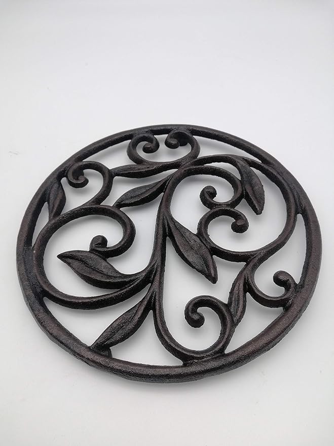 Comfy Hour Antique and Vintage Collection Cast Iron Round Trivet 7.8" D Black