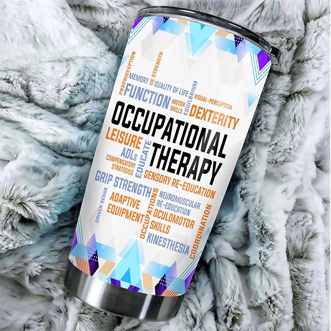 Occupational Therapist Tumbler Stainless Steel 20oz with Straw Lid, Nobody Knows What We Do OT Gift For Birthday Christmas, World Occupational Therapy Day Gifts for OTA Assistant Women Men