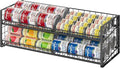 2-Tier Stackable Can Rack Organizer for Pantry Shelf, Adjustable Extra-Long Can Holder for Kitchen Organization Storage, Heavy Duty Can Dispenser for Canned Soup Food Goods Storage up to 64, Black