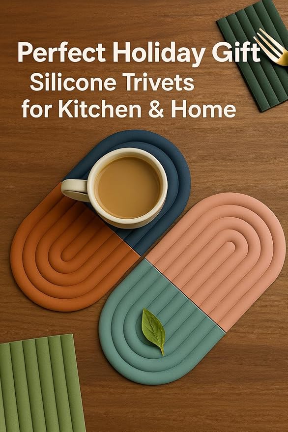 Silicone Trivets for Hot Dishes – Heat-Resistant, Non-Slip Pot Holders for Kitchen & Coasters – Durable Hot Pads for Pots, Pans, Baking Dishes & Kitchen Appliances (Lotus Pink - 2pcs)