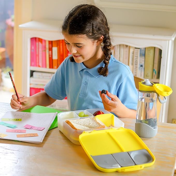 b.box Kids Lunch & Snack Containers. 3-Pack Set Includes Matching Oversized Bento Lunch Box, Mini Meal Boxes for Kids and Toddlers. School Supplies (Lemon Sherbet)