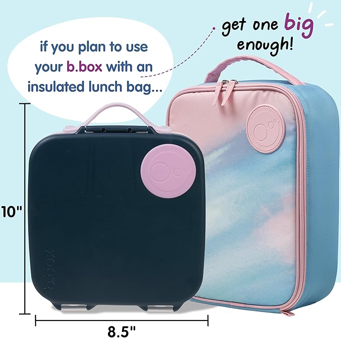 b.box Kids Lunch Box – 4 compartments (2 Leak-proof) Bento Box with Cold Pack & Removable Divider Reusable Snack Containers with Lids, Snack Box for Toddlers & Older Kids 8 1/2 cups (Indigo Pink)