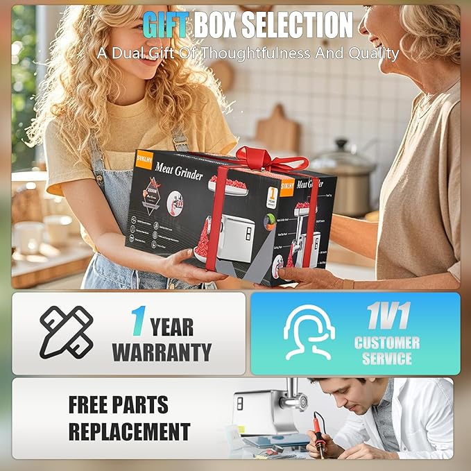 5.0 Upgrade Electric Meat Grinder【NO.1 Germany 3500W Super Motor】【SGS Certified SUS304 Blade & Plate】3-Second Fast Meat Grinding, Perfect For Meat Grinders For Home Use (SILVER)